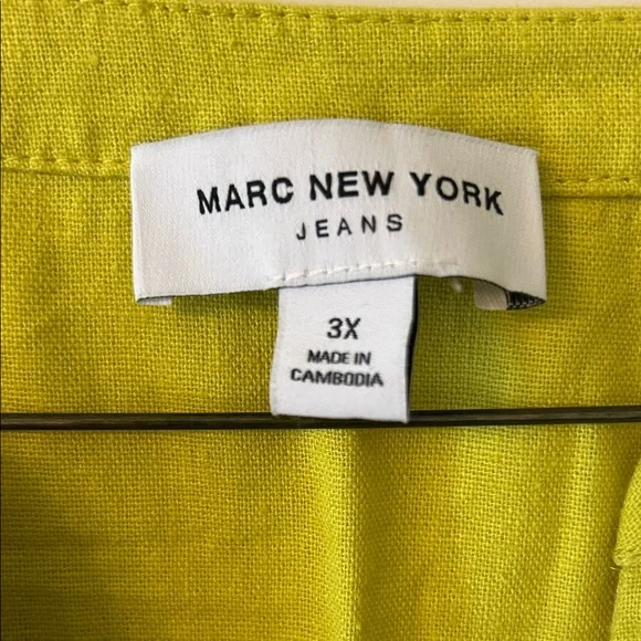 EUC Mark New York Jeans 3X Lime Green/Mustard Twist Blouse - Picture 2 of 4